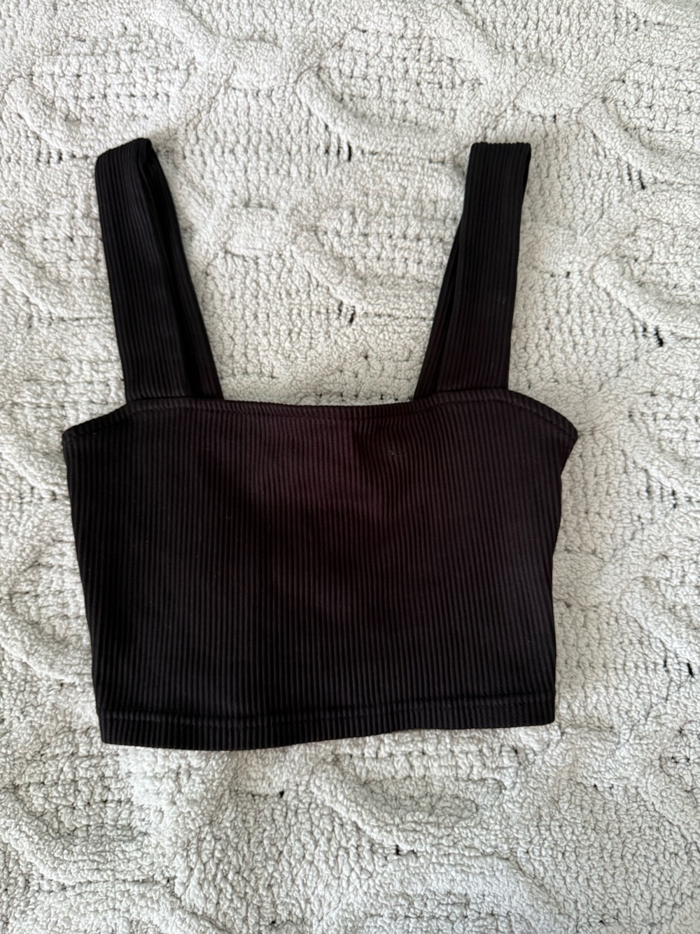 H&M Black Ribbed Square-Neck Crop Tank